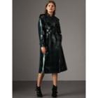 Burberry Burberry Laminated Tartan Wool Trench Coat, Size: 12