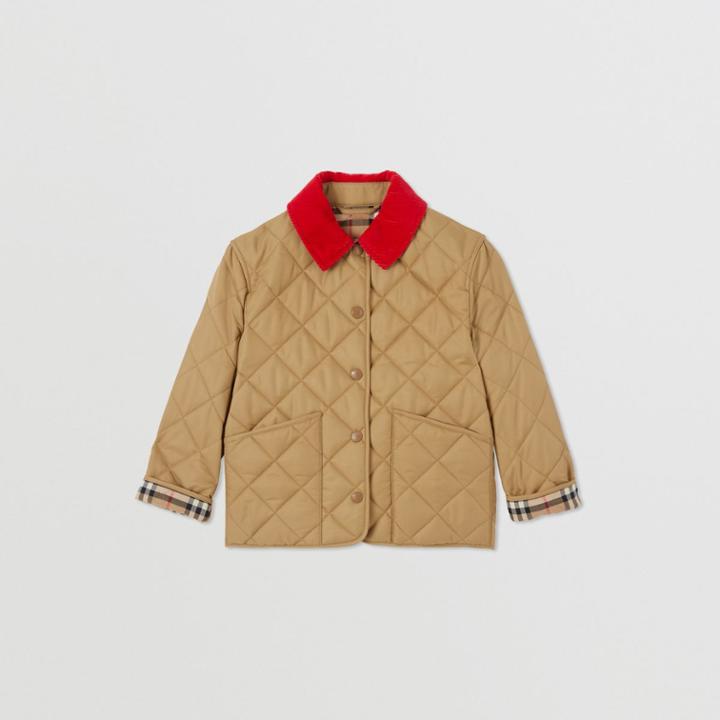 Burberry Burberry Childrens Corduroy Collar Diamond Quilted Jacket, Size: 10y