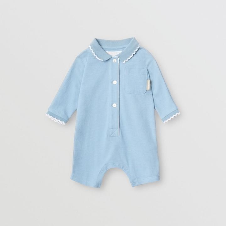 Burberry Burberry Childrens Logo Print Stretch Cotton Jumpsuit, Size: 12m, Blue