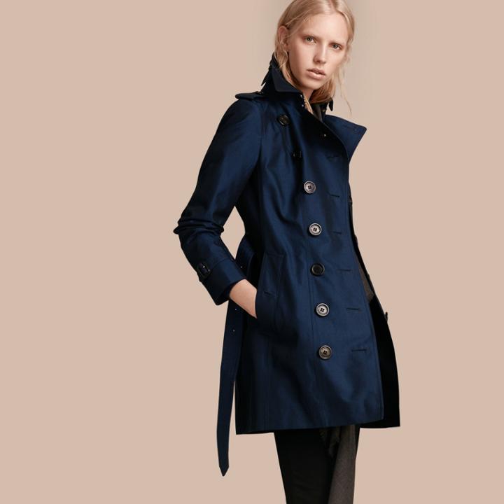 Burberry Burberry Cotton Gabardine Trench Coat, Size: 10, Blue