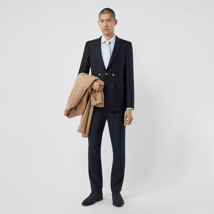 Burberry Burberry English Fit Triple Stud Wool Mohair Tailored Jacket, Size: 38r, Blue