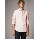 Burberry Burberry Check Detail Stretch Cotton Poplin Shirt, Size: M, Pink