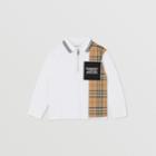 Burberry Burberry Childrens Long-sleeve Vintage Check Panel Cotton Polo Shirt, Size: 12y