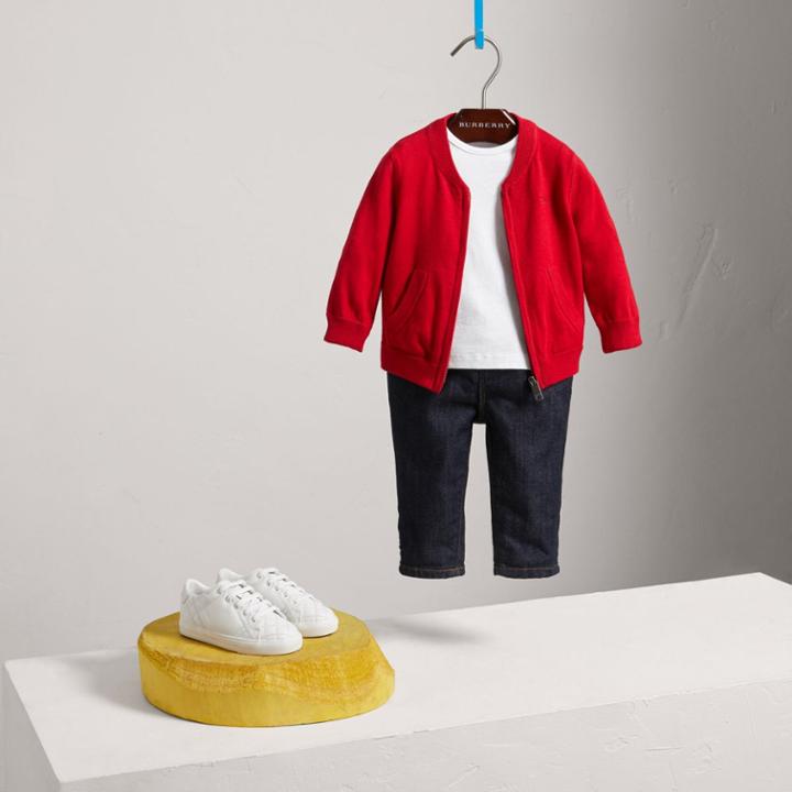 Burberry Burberry Check Detail Cotton Cardigan, Size: 2y, Red
