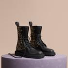 Burberry Burberry Eyelet And Rivet Detail Leather Army Boots, Size: 36, Black