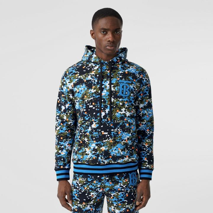 Burberry Burberry Monogram Motif Camouflage Print Cotton Hoodie, Green