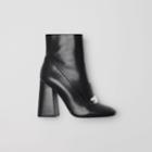 Burberry Burberry Studded Bar Detail Leather Ankle Boots, Size: 38, Black