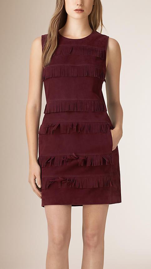 Burberry Fringed Suede Shift Dress