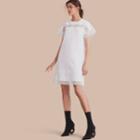 Burberry Burberry Short-sleeved Macram Lace Detail Silk Blend Dress, Size: 04, White