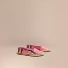 Burberry Burberry Leather Trim Canvas Check Espadrilles, Size: 38, Pink