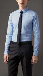 Burberry Burberry Slim Fit Stretch Cotton Shirt, Size: 17.5ssf, Blue