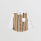 Burberry Burberry Childrens Icon Stripe Panel Stretch Cotton Shirt, Size: 2y, White