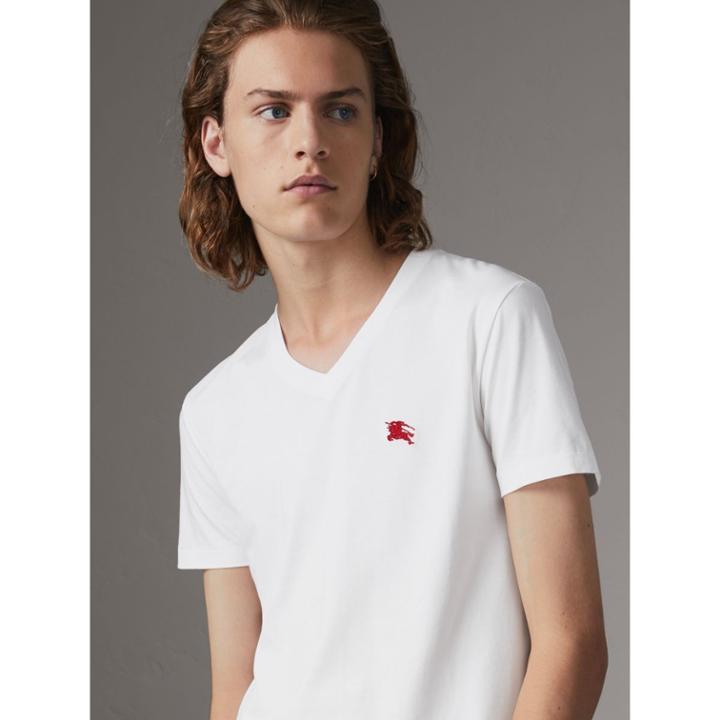 Burberry Burberry Cotton V-neck T-shirt, Size: Xxl, White