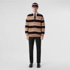 Burberry Burberry Embroidered Logo Stripe Wool Cashmere Cardigan