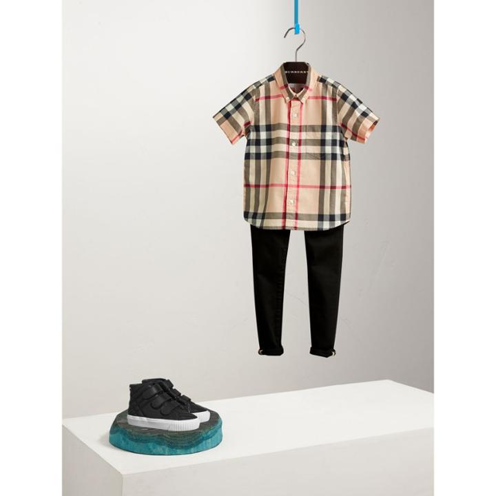 Burberry Burberry Short-sleeve Check Cotton Twill Shirt, Size: 8y, Beige