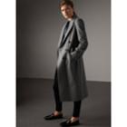 Burberry Burberry Ruffle Detail Wool Cashmere Tailored Coat, Size: 04, Grey