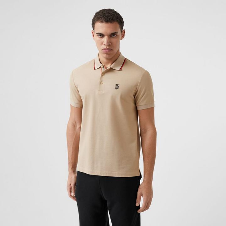Burberry Burberry Monogram Motif Cotton Piqu Polo Shirt, Beige
