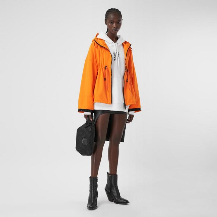 Burberry Burberry Logo Tape Technical Nylon Hooded Jacket, Size: 04, Orange
