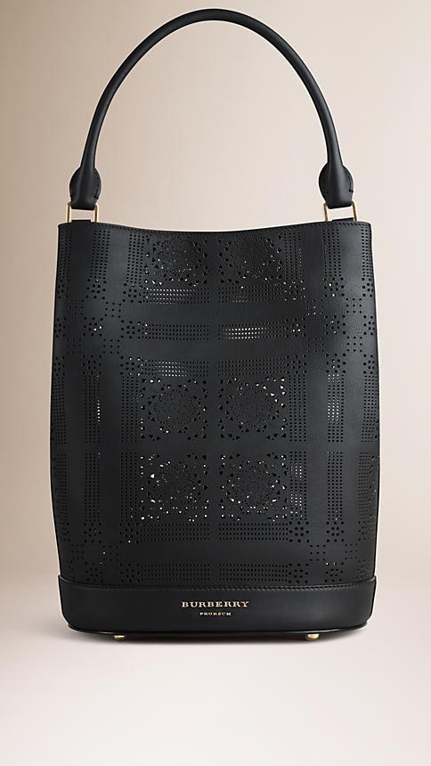 Burberry The Bucket Bag In Perforated Leather