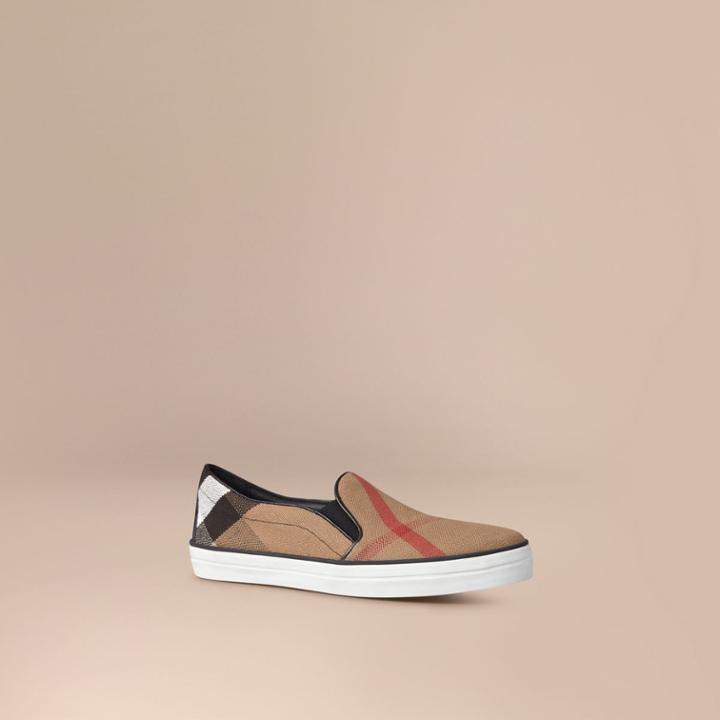 Burberry Burberry Check Slip-on Trainers, Size: 35, Black