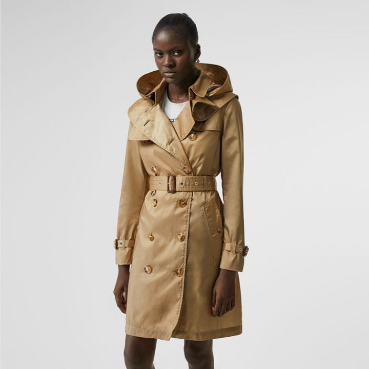 Burberry Burberry Detachable Hood Econyl Trench Coat, Size: 00, Yellow