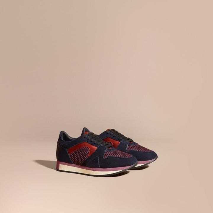 Burberry Burberry The Field Sneaker In Suede And Mesh, Size: 38, Red