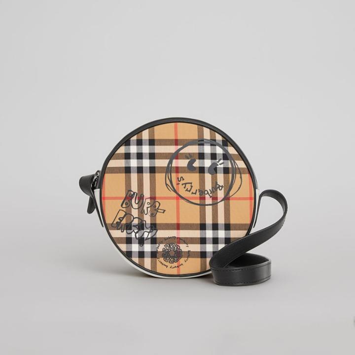 Burberry Burberry Street Art Print Vintage Check Crossbody Bag, Black