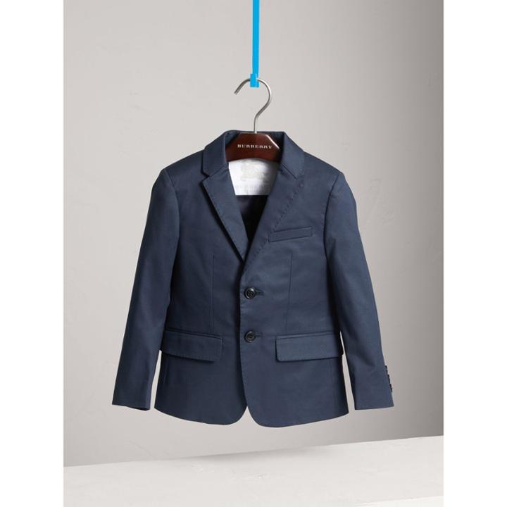 Burberry Burberry Tailored Stretch Cotton Blazer, Size: 6y, Blue