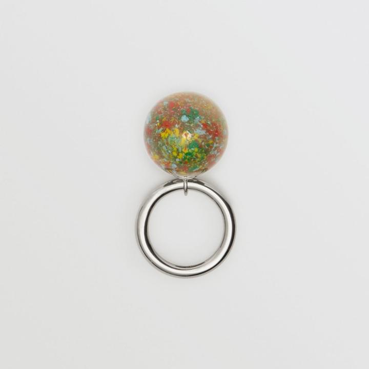 Burberry Burberry Marbled Resin Palladium-plated Ring, Palladio