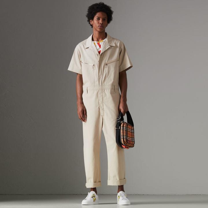 Burberry Burberry Short-sleeve Cotton Overalls, Size: 34, Beige