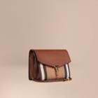 Burberry Burberry Small Leather And House Check Crossbody Bag, Brown