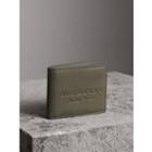 Burberry Burberry Textured Leather Bifold Wallet, Green