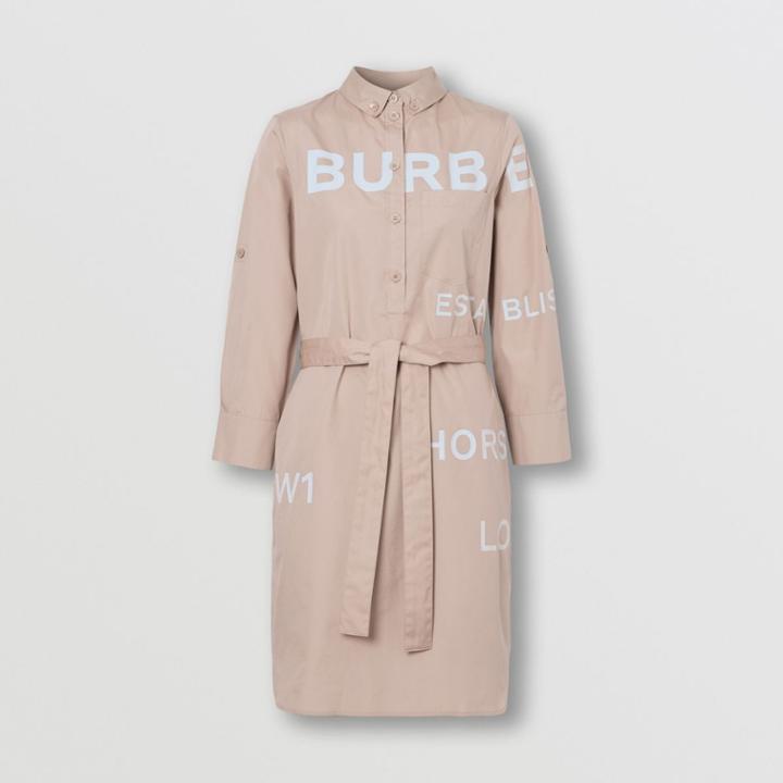 Burberry Burberry Horseferry Print Cotton Tie-waist Shirt Dress, Size: 02