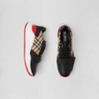Burberry Burberry Leather And Vintage Check Cotton Sneakers, Size: 36.5, Black