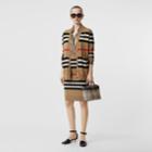 Burberry Burberry Icon Stripe Merino Wool Pencil Skirt, Beige