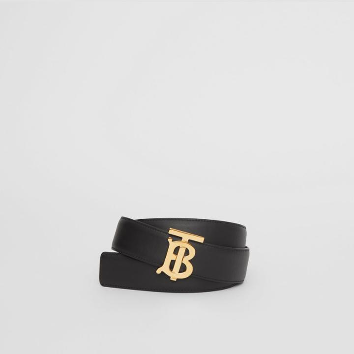 Burberry Burberry Reversible Monogram Motif Leather Belt, Black