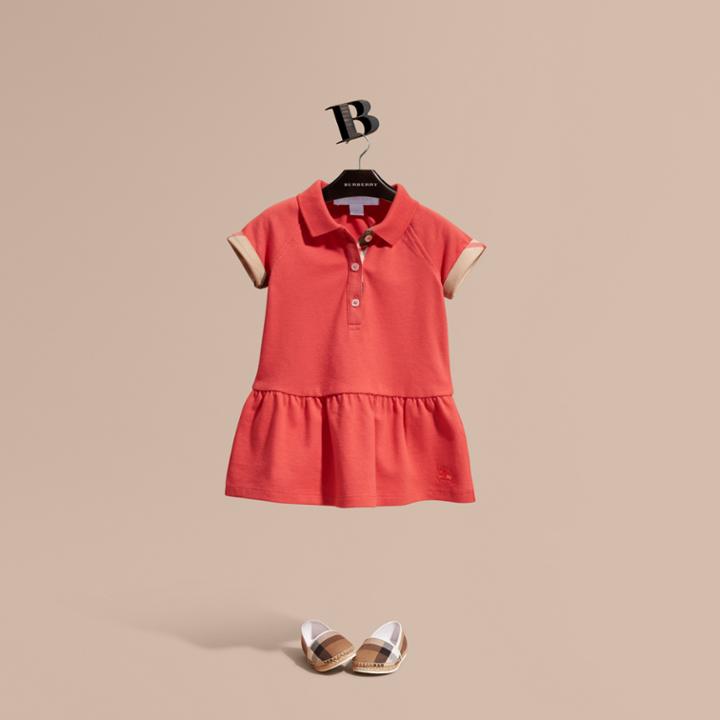 Burberry Burberry Check Detail Cotton Piqu Shirt Dress, Size: 18m, Red