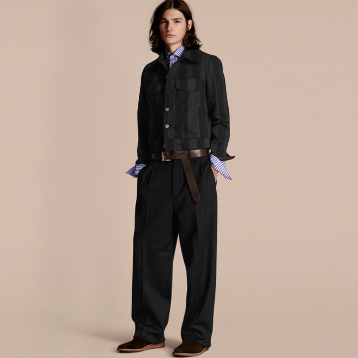 Burberry Burberry Striped Raw Denim Jacket, Size: 36, Black