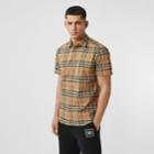 Burberry Burberry Short-sleeve Check Cotton Poplin Shirt, Size: M, Beige