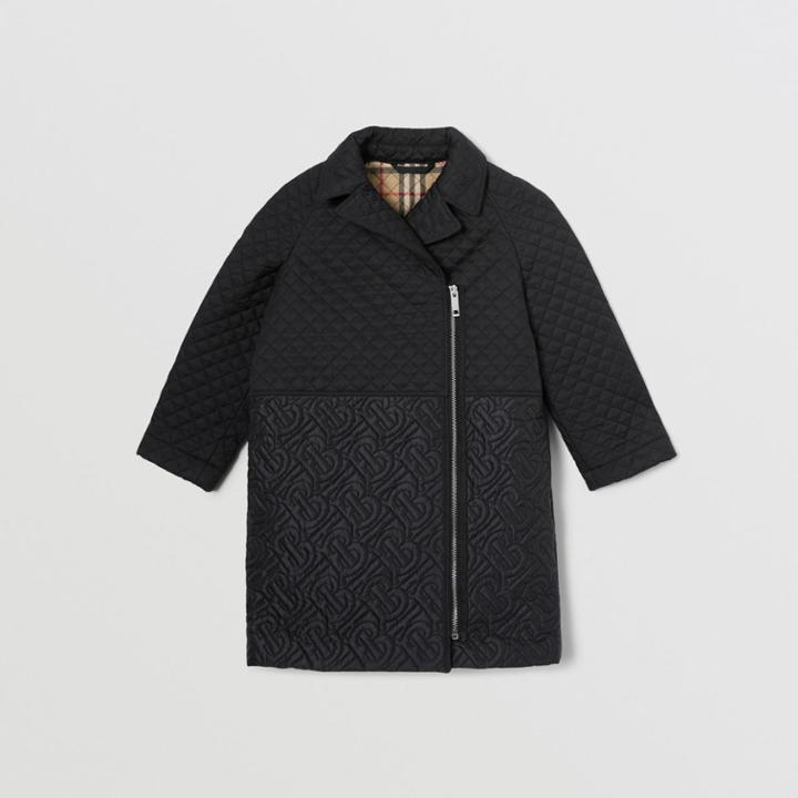 Burberry Burberry Childrens Monogram Quilted Recycled Polyester Coat, Size: 10y, Black