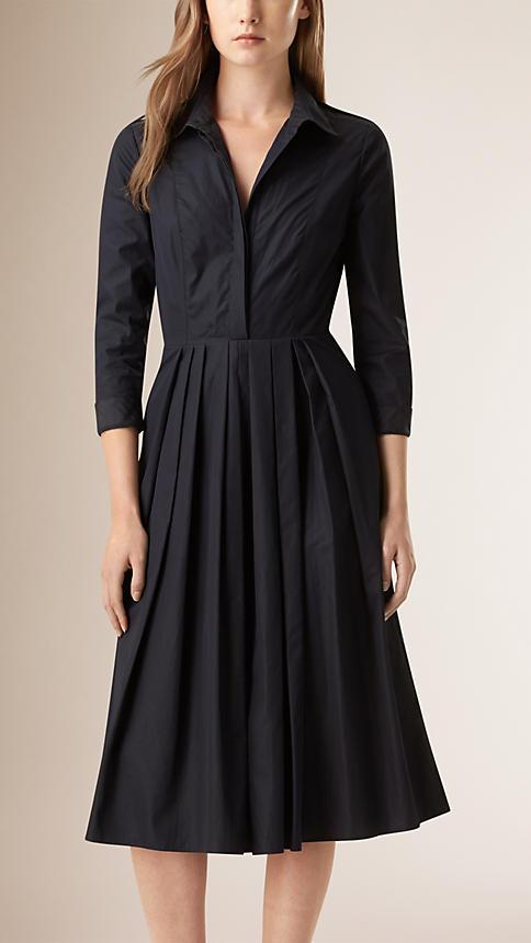 Burberry Pleated Cotton Shirt Dress