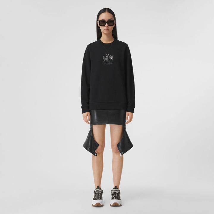 Burberry Burberry Embroidered Deer Cotton Oversized Sweatshirt