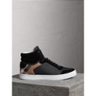 Burberry Burberry Leather And House Check High-top Trainers, Size: 41, Black