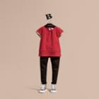Burberry Burberry Pleat Detail Check Cotton T-shirt, Size: 14y, Red