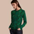 Burberry Check Detail Python Print Merino Wool Sweater
