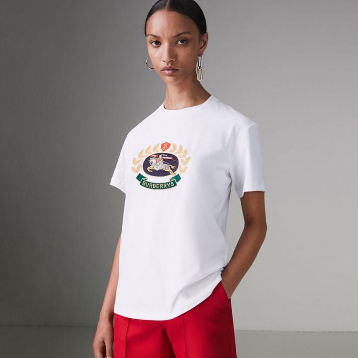 Burberry Burberry Embroidered Archive Logo Cotton T-shirt