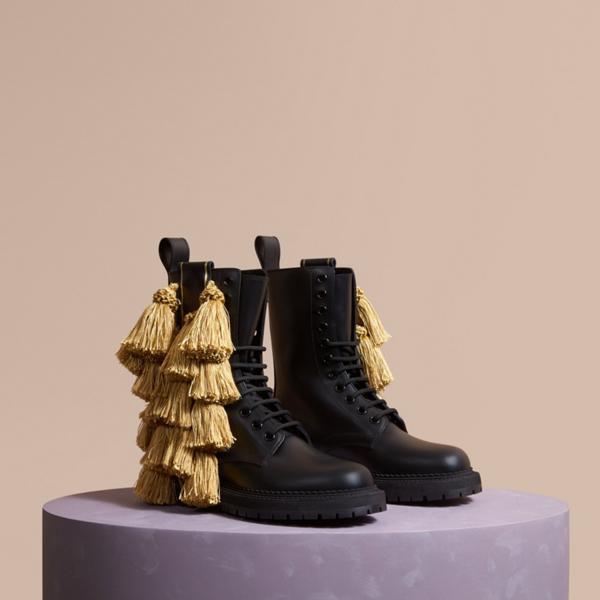 Burberry Tassel Detail Leather Army Boots