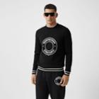 Burberry Burberry Logo Graphic Print Technical Wool Sweater, Size: M, Black