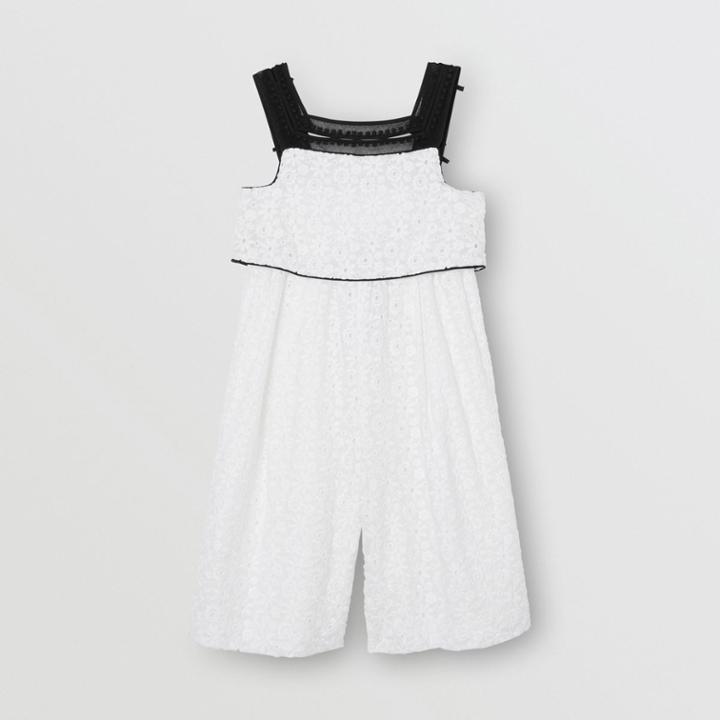 Burberry Burberry Childrens Lace Trim Embroidered Cotton Sailor Jumpsuit, Size: 10y, White