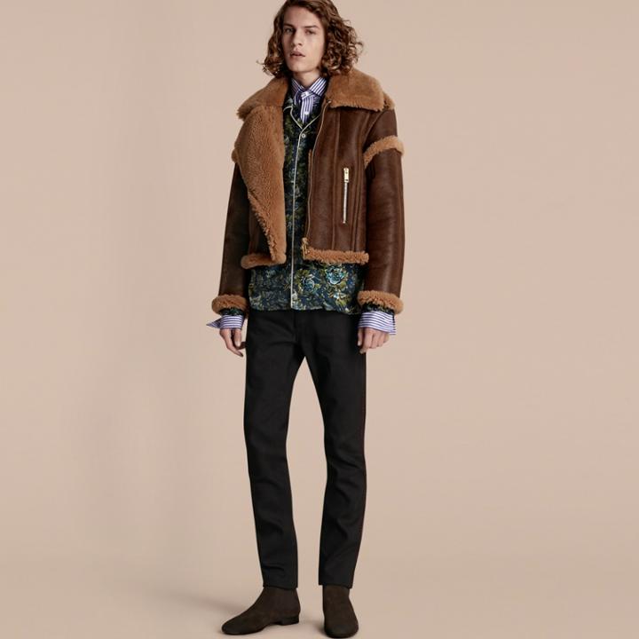 Burberry Burberry Sculptural Shearling Flight Jacket, Size: 34, Brown